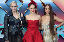 Pom Klementieff, Natalie Portman and Tessa Thompson